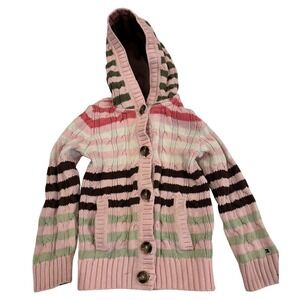 Tommy Hilfiger 100% cotton girls hoodie size 3T cables stripes preppy lined hood
